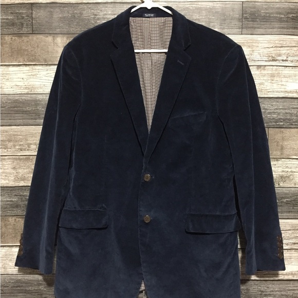 Saddlebred Corduroy Blazer Jacket Men’s 42 Navy Blue 2 Button 100% Cotton - Picture 6 of 11